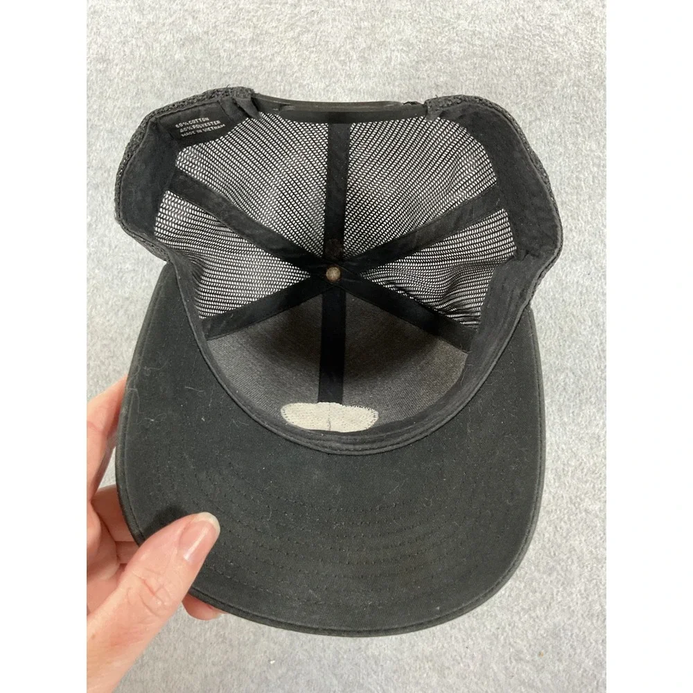 TravisMathew Mens Black Trucker Hat California Patch Snapback Mesh Golf Cap